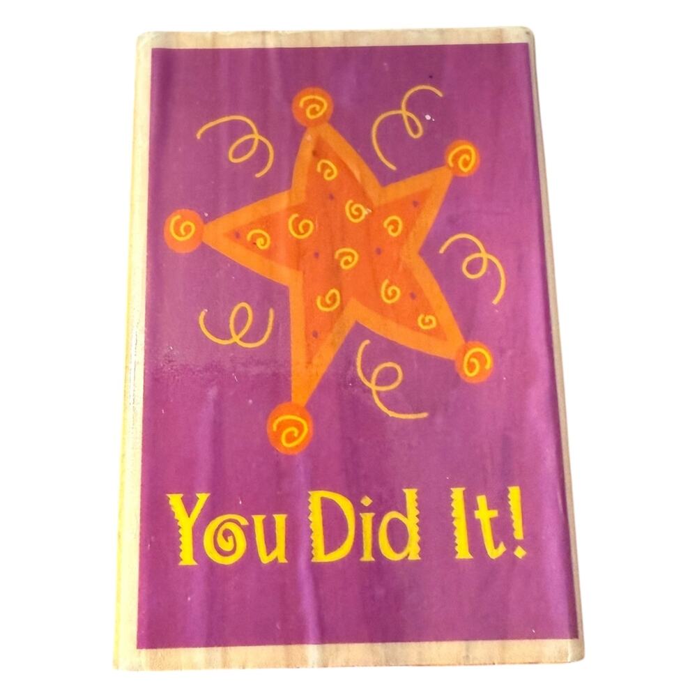 You Did It! Teacher Star Award Rubber Stamp